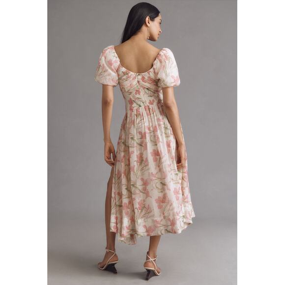 ASTR The Label NWT Sasila Puff Sleeve Smocked Midi Dress in White Size Small - Picture 2 of 14